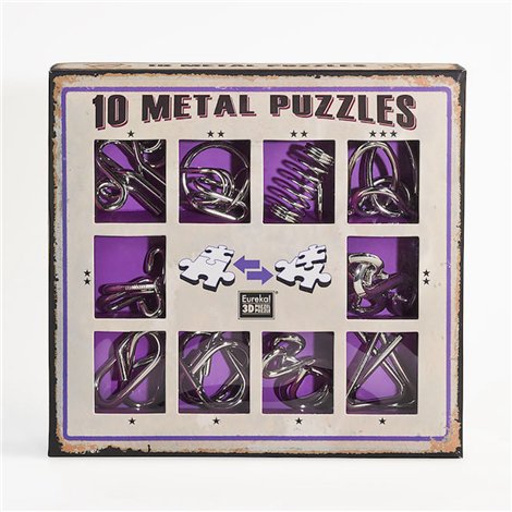 10 Metal Puzzles Set Purple