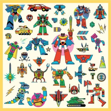 Abtibilduri metalice Roboti, Djeco - poza 3