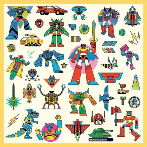 Abtibilduri metalice Roboti, Djeco - poza 5