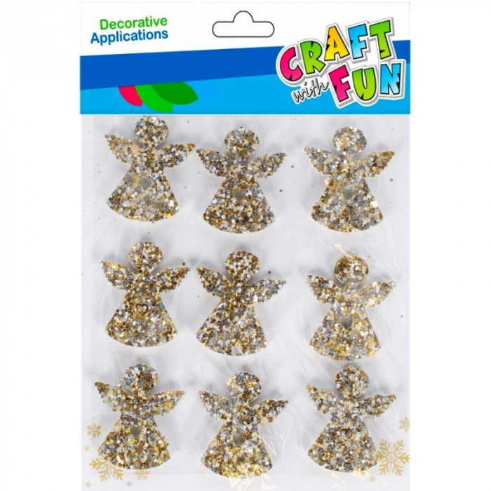 Accesorii creatie ingeri aurii din hartie gumata autoadeziva,9 bucati set
