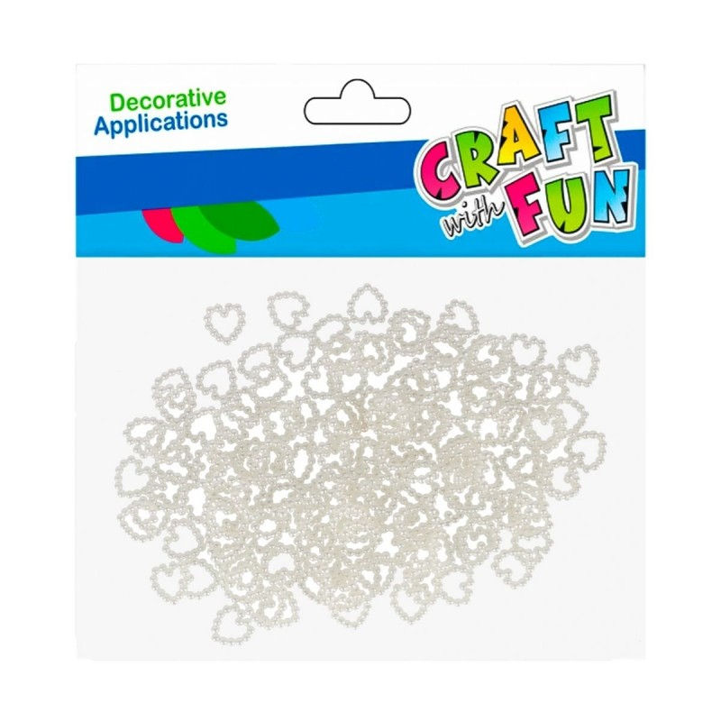 Accesorii creatie , inimioare perlate din plastic, 20 g