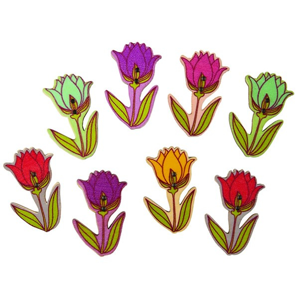 Accesorii pentru activitati crafts,lemn,lalele,7cm,8 bucati set