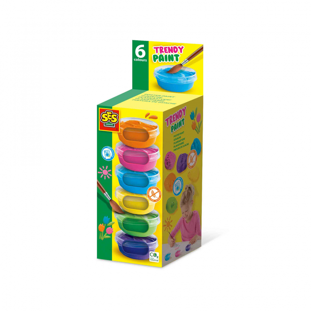 Acuarele lavabile pasta trendy , set 6 culori x 45ml