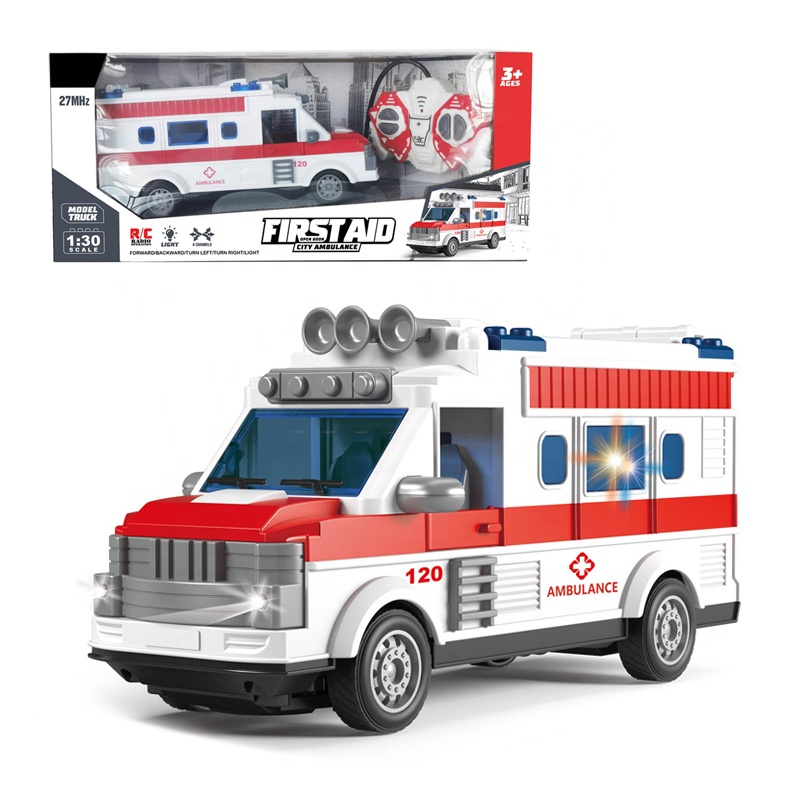 Ambulanta de jucarie cu telecomanda 22 10 7,5 cm, alb