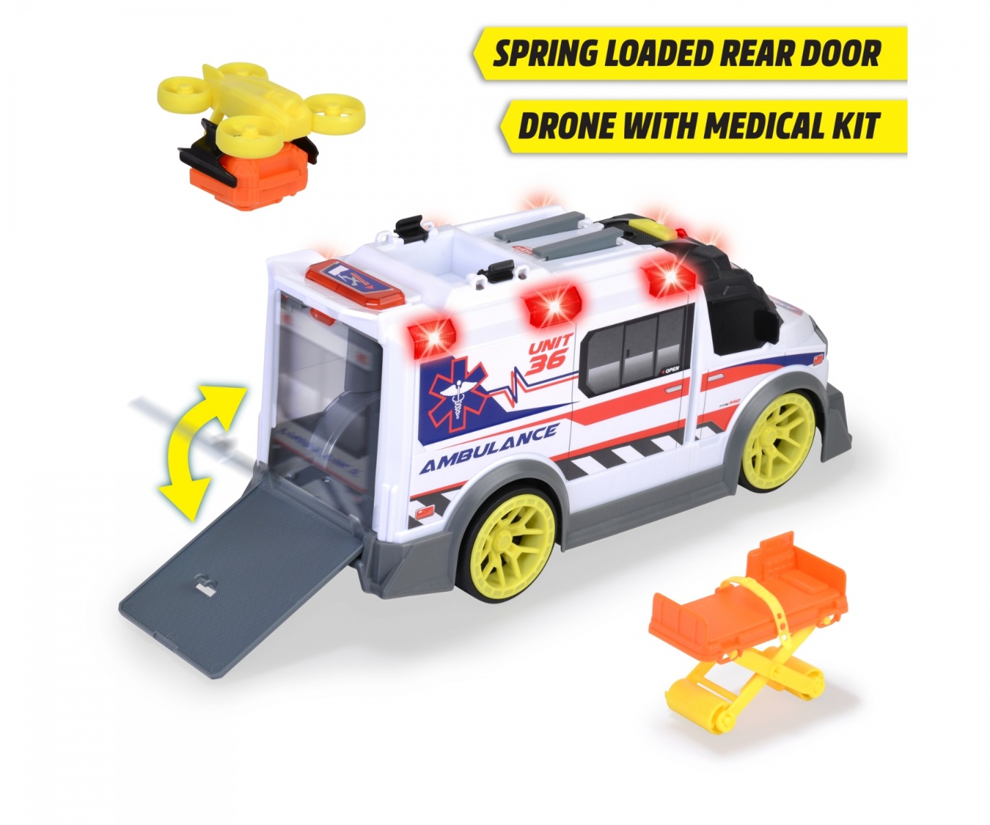 Ambulanta Dickie cu accesorii, luminite si sunete - poza 2
