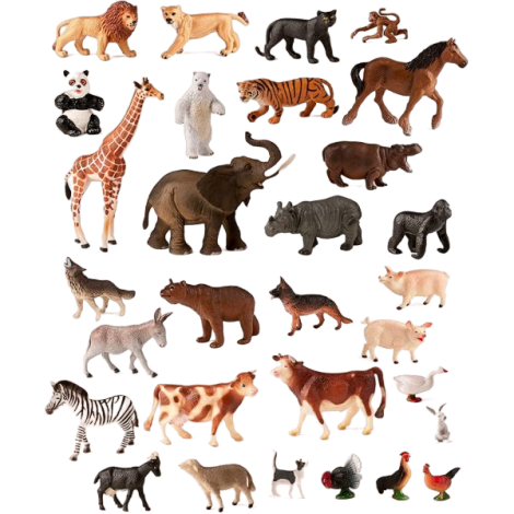 Animale domestice si salbatice, set de 30 figurine - Miniland - poza 1