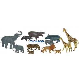 Animale salbatice cu puii set de 12 figurine - Miniland - poza 1