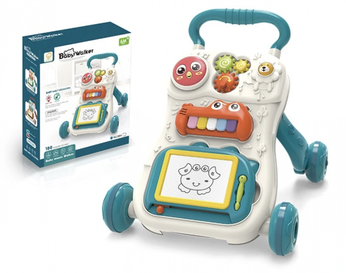 Antemergator interactiv cu activitati, pian si tablita de scris, P05, verde