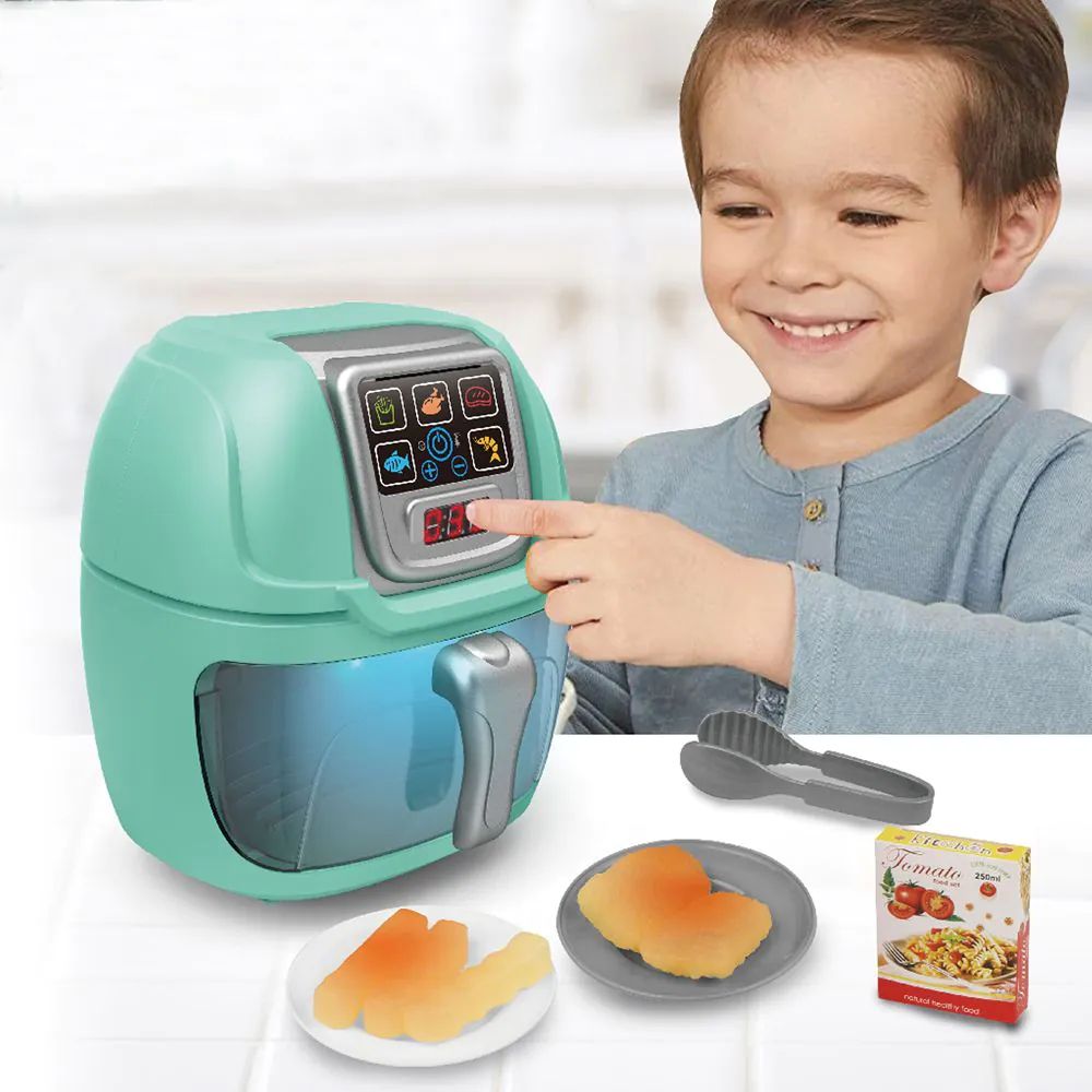 Aparat de gatit multifunctional cu lumini pentru copii Ntoys Air Fryer Green - poza 3