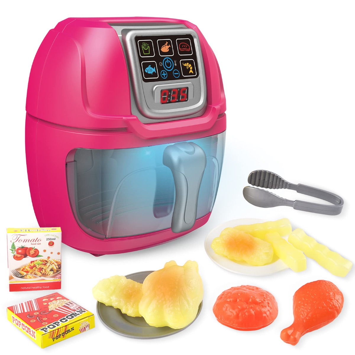 Aparat de gatit multifunctional cu lumini pentru copii Ntoys Air Fryer Roz - poza 1