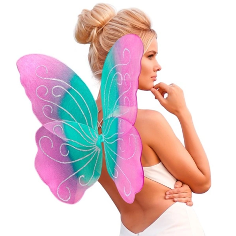 Aripi fluture roz-azur glitter - poza 4