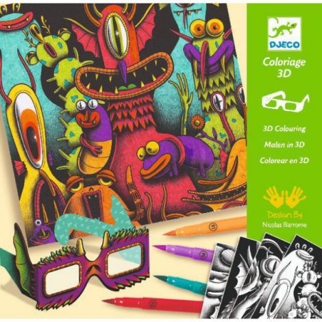Atelier de colorat 3D Djeco, Monstruleți simpatici - poza 1