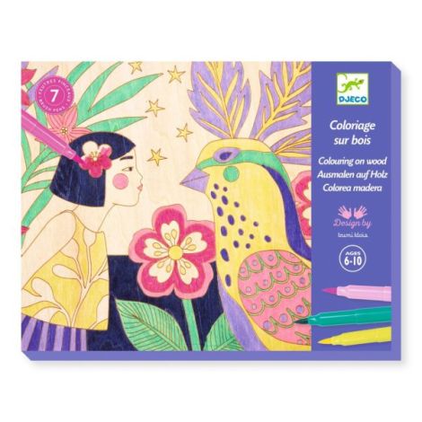 Atelier de pictura pe lemn Fete si flori, Djeco - poza 1