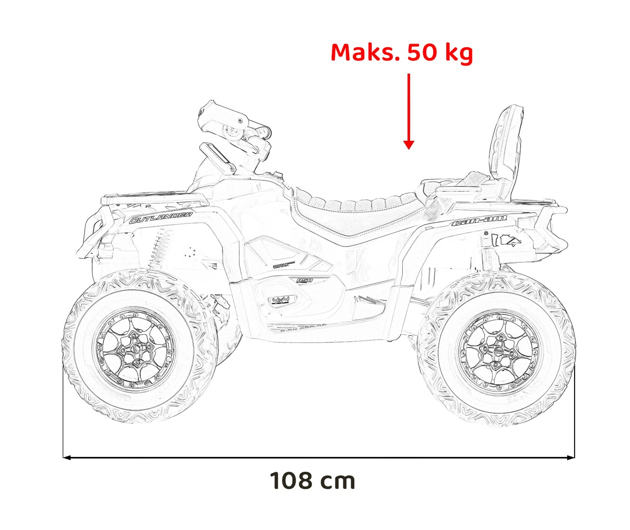 ATV electric pentru copii Can-Am Outlander cu 2 locuri 24V 4x4 800W, echipare Lux (CA005) Galben - Autokids.ro - poza 3