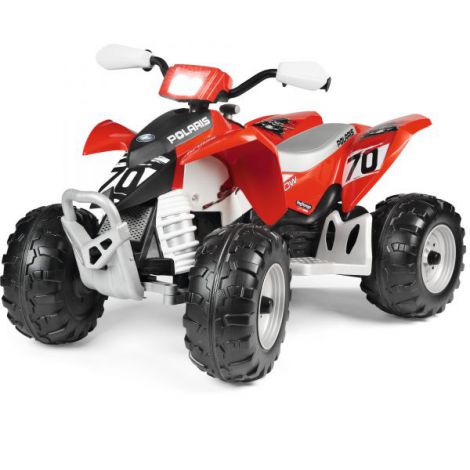 ATV Peg Perego Polaris Outlaw 330 W, 12V, 3 ani+, Negru Rosu - poza 5