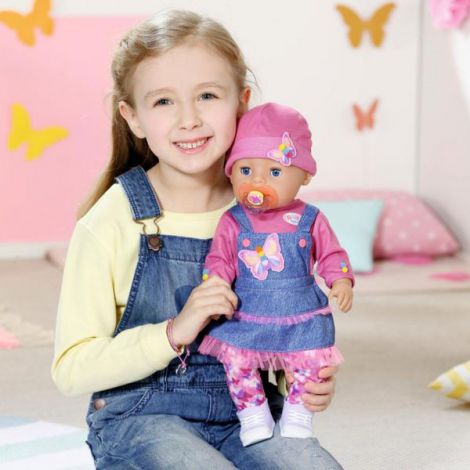 BABY born-Papusa interactiva cu sarafan de blugi - 43 cm - poza 5
