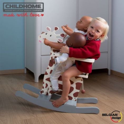 Balansoar Childhome Girafa 12-30 luni, MDF Ecru Gri - poza 4