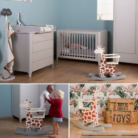 Balansoar Childhome Girafa 12-30 luni, MDF Ecru Gri - poza 5