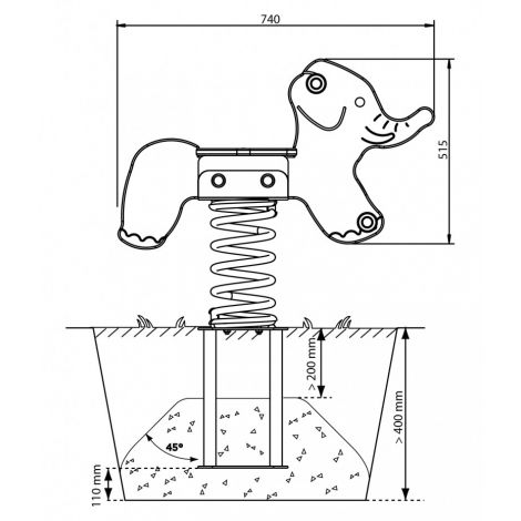 Balansoar pe arc pentru copii Elefant, HDPE, cu prindere pe beton KBT - poza 4