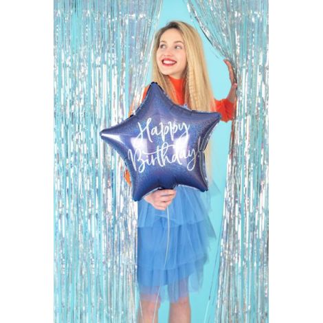 Balon folie albastru happy birthday 40 cm - poza 3
