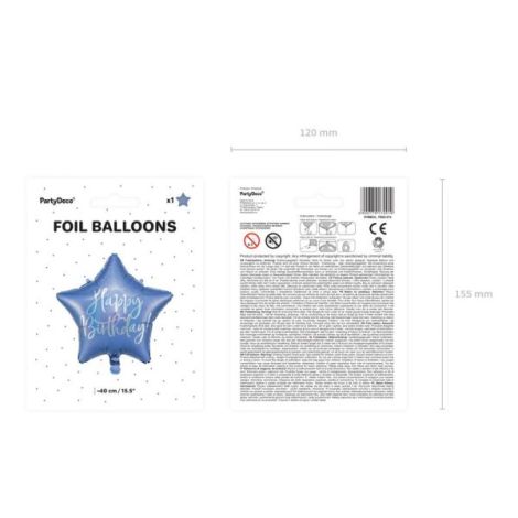 Balon folie albastru happy birthday 40 cm - poza 4