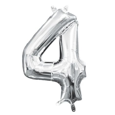 Balon folie argintiu cifra 4 - poza 1