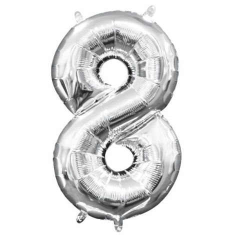 Balon folie argintiu cifra 8 - poza 1