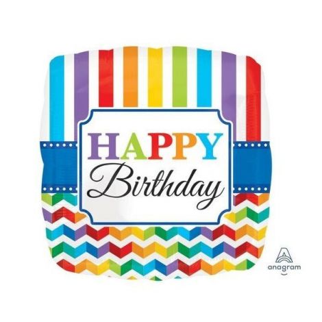 Balon folie figurina happy birthday patrat 43 cm Amscan AM3077001 - poza 1