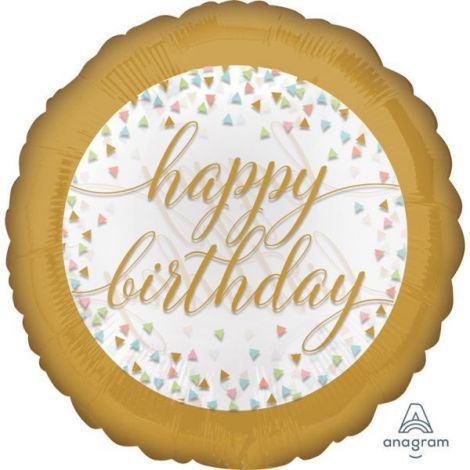 Balon folie happy birthday auriu 43 cm - poza 2