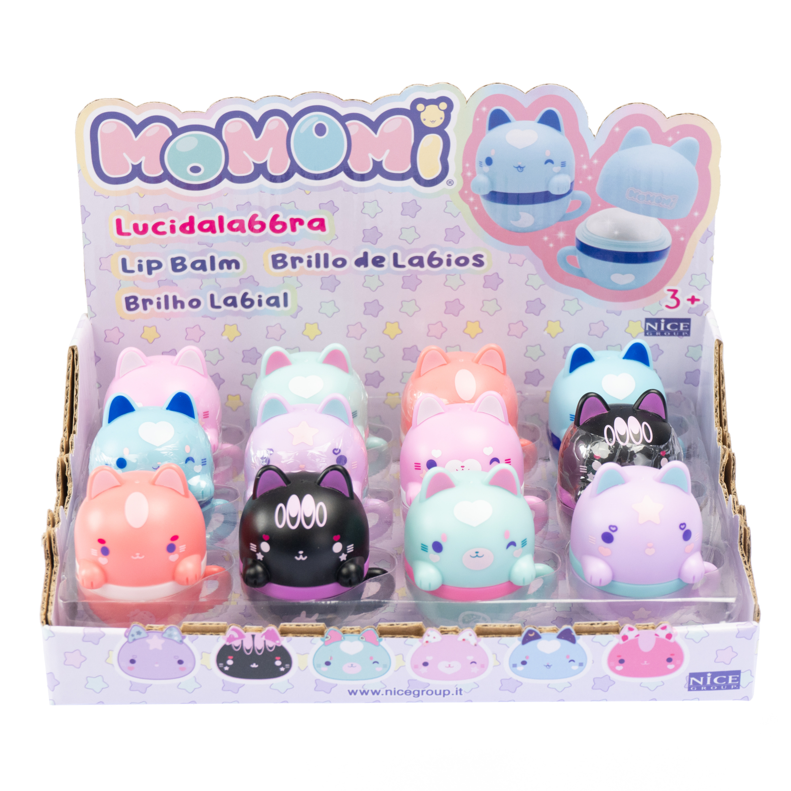 Balsam de buze Momomi - balsam parfumat pentru copii, in forma de pisicuta kawaii