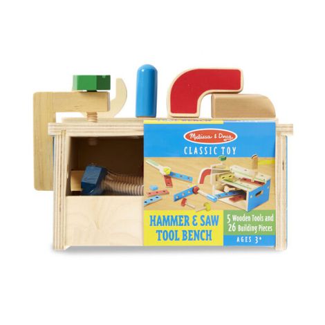 Banc de lucru din lemn de jucarie cu fierastrau si ciocan Melissa & Doug 9386 - poza 4
