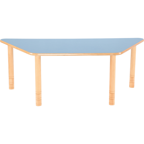 Banca scolara trapezoidala, blat HPL, picioare rotunde cu inaltime reglabila 58-76 cm, mas 3-6, culoare albastru