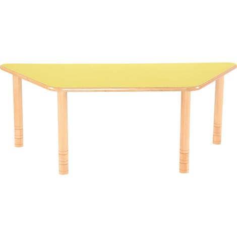 Banca scolara trapezoidala, blat HPL, picioare rotunde cu inaltime reglabila 58-76 cm, mas 3-6, culoare galben