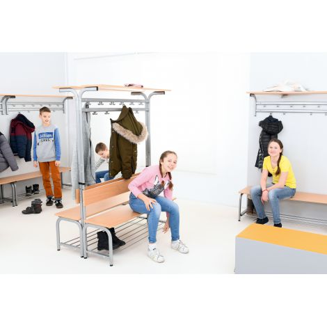 Bancuta cu picioare metalice pentru vestiar argintiu - poza 2