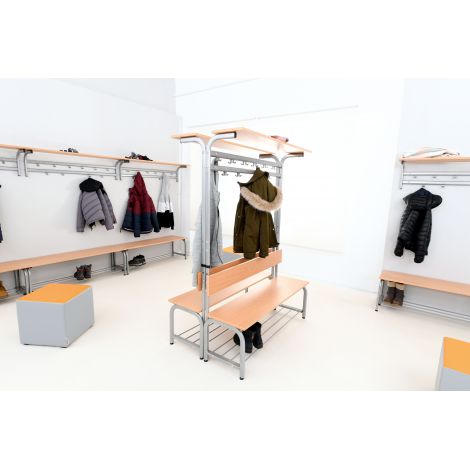 Bancuta cu picioare metalice pentru vestiar argintiu - poza 5