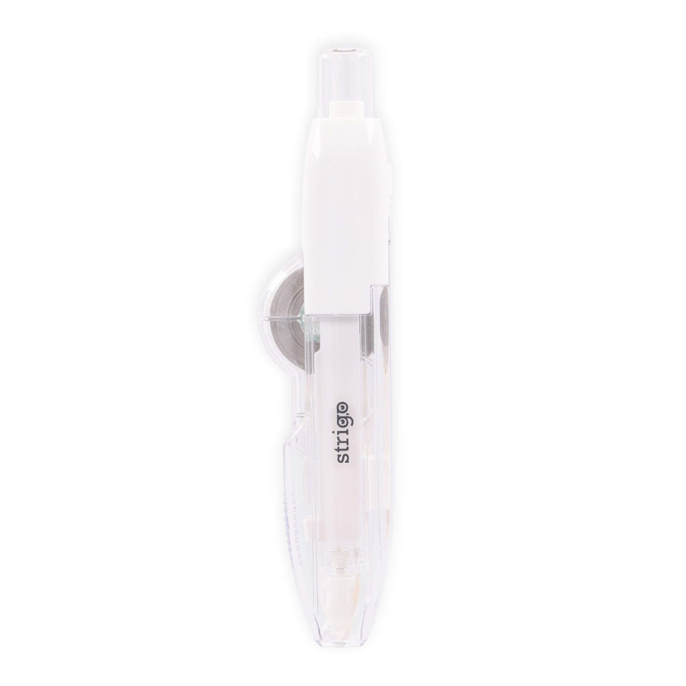 Banda corectoare Strigo tip pix, 5mm x 8m, cu mecanism, corp alb