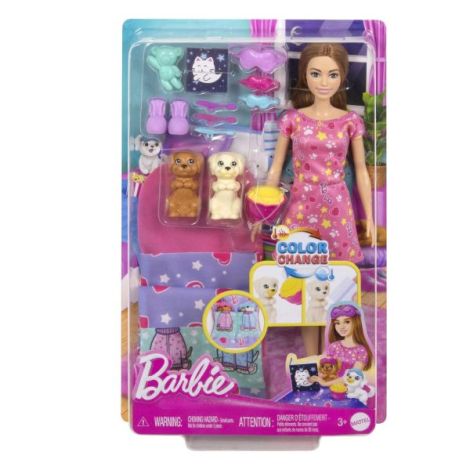 Barbie Papusa Barbie Family Set Petrecere Cu 2 Catelusi Color Change - poza 1