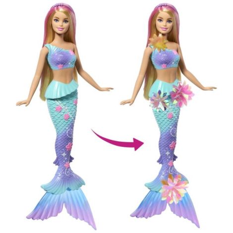 Barbie Papusa Sirena Floare Magica Cu Par Blond Si Coada Albastra - poza 4