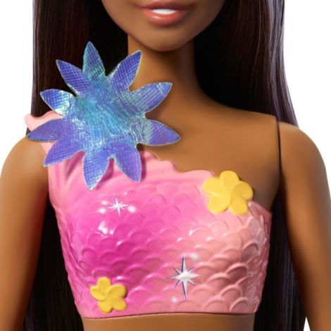 Barbie Papusa Sirena Floarea Magica Cu Par Brunet Si Coada Roz - poza 5