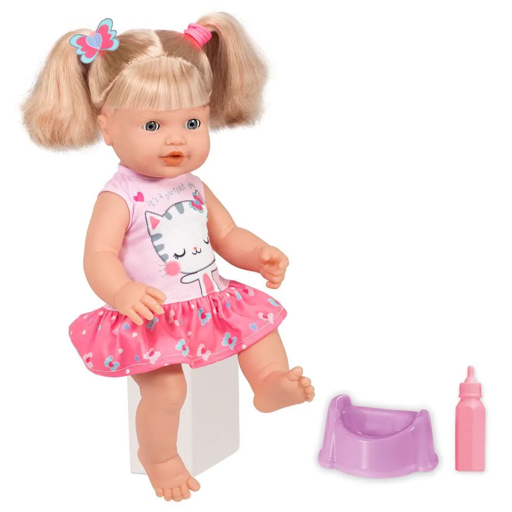 Bebelus cu par si Biberon Loko Toys 40 cm - poza 1