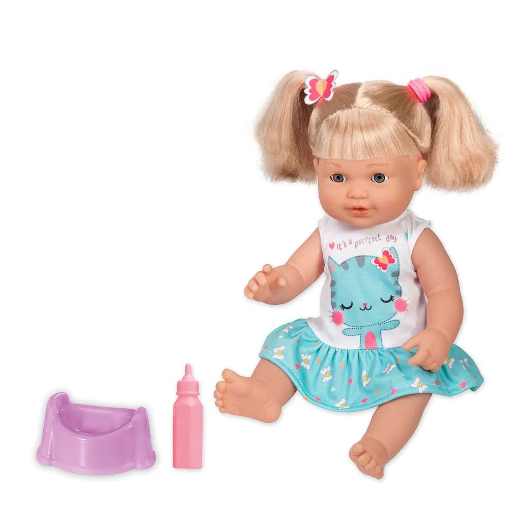 Bebelus cu par si Biberon Loko Toys 40 cm - poza 2