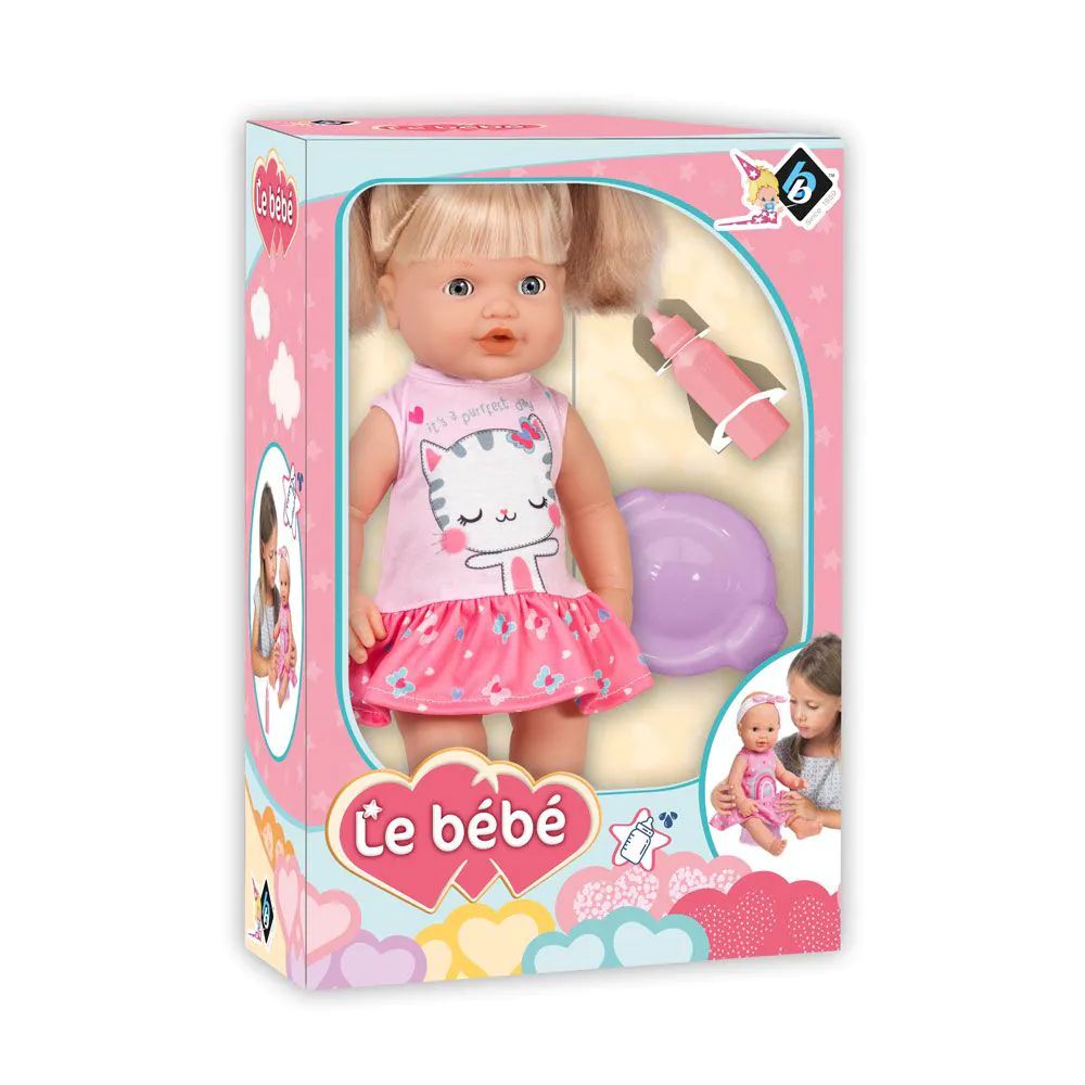 Bebelus cu par si Biberon Loko Toys 40 cm - poza 3
