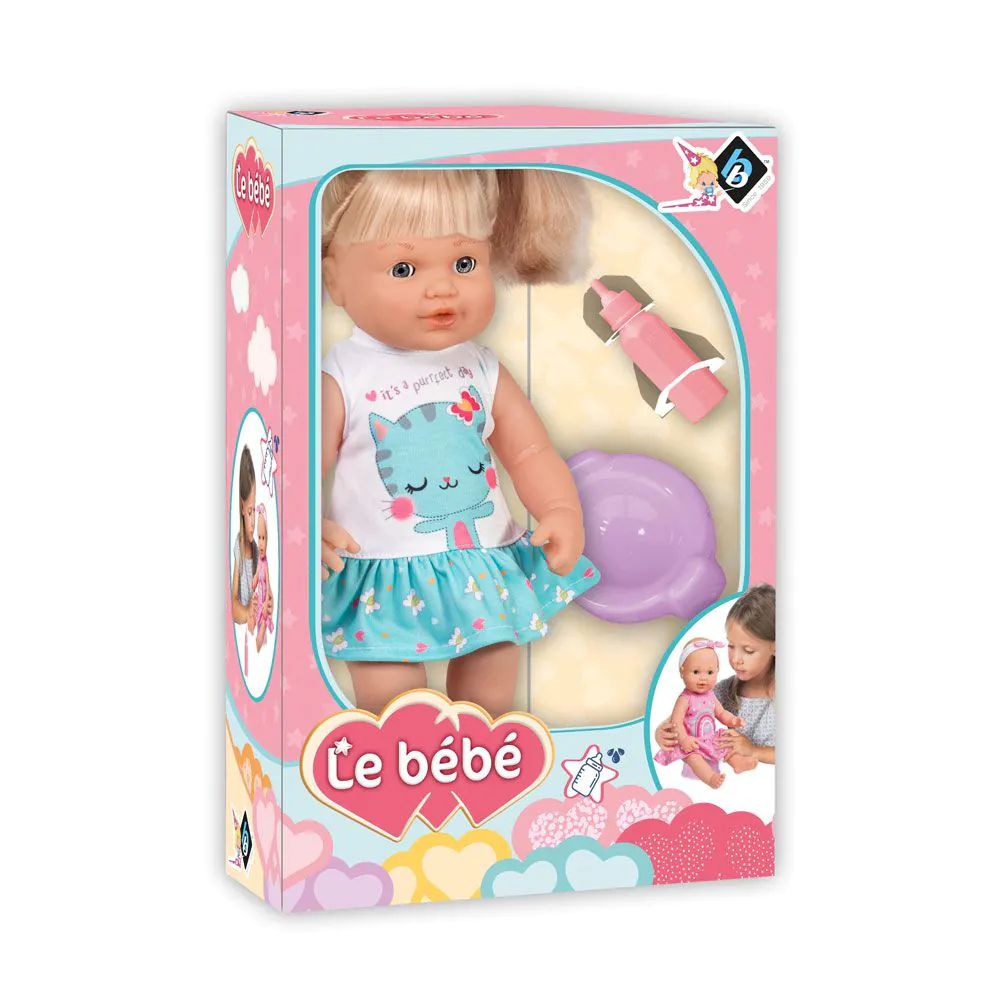 Bebelus cu par si Biberon Loko Toys 40 cm - poza 4