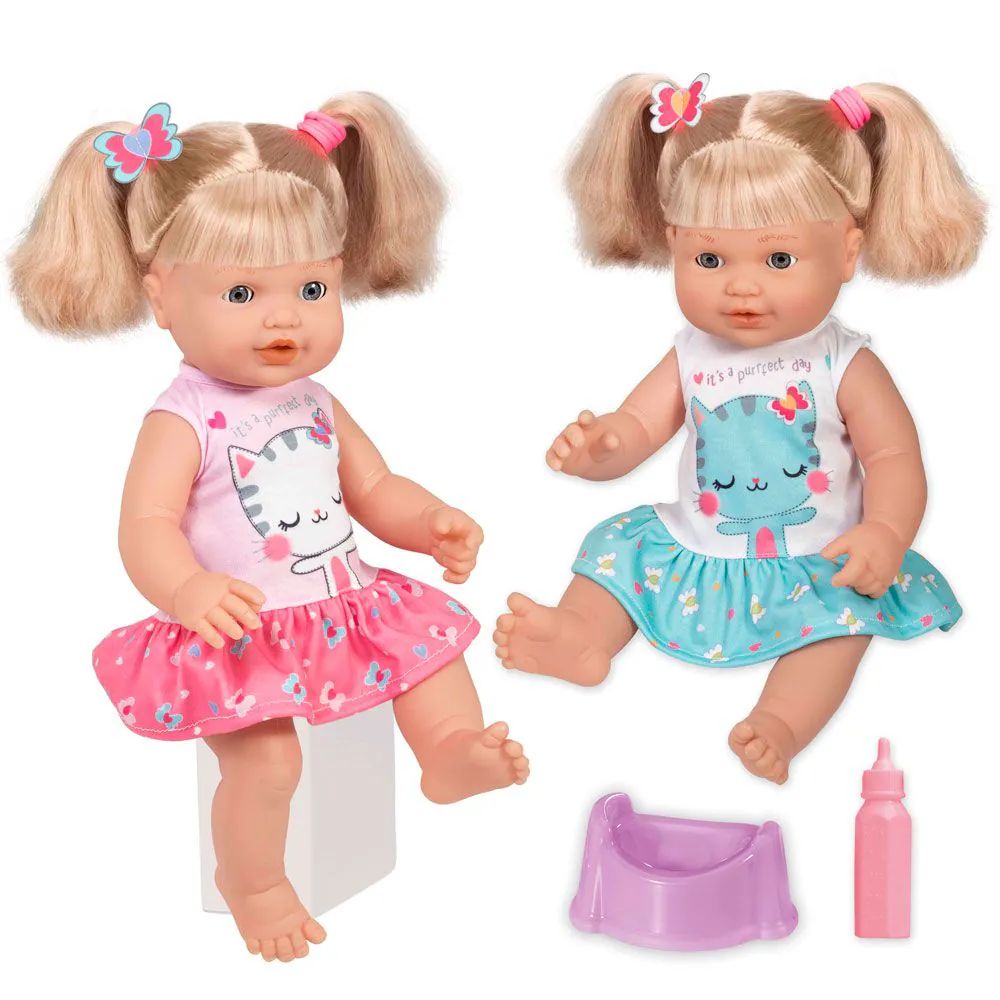 Bebelus cu par si Biberon Loko Toys 40 cm - poza 5