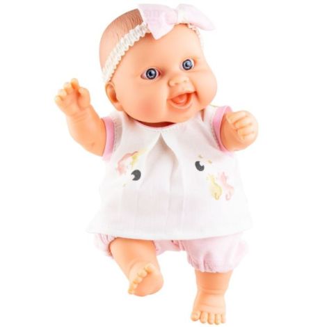 Bebelus parfumat Berta, 21 cm, in rochita cu pisicute, Peques - Paola Reina - poza 1