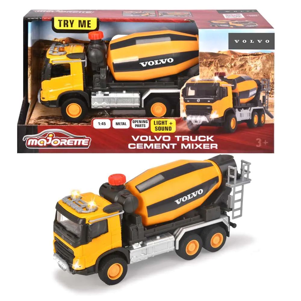 Betoniera metalica Majorette Volvo cu lumini si sunete 19 cm - poza 3