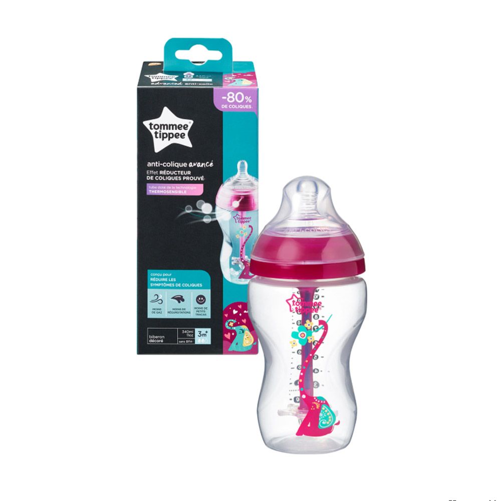 Biberon Advanced anticolici cu sistem de ventilatie Tommee Tippee 340 ml pink - poza 2