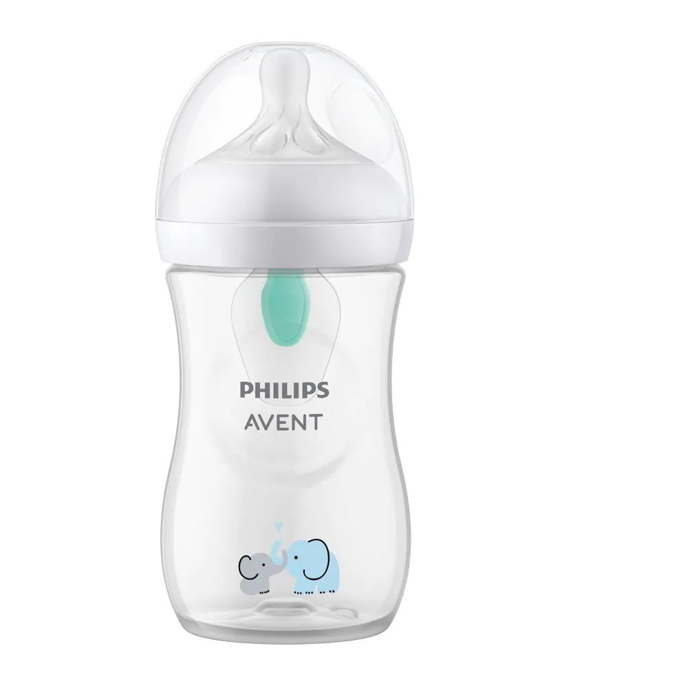 Biberon Avent Natural Response Airfree 3.0, 260 ml, elefantei, o luna+ - poza 1