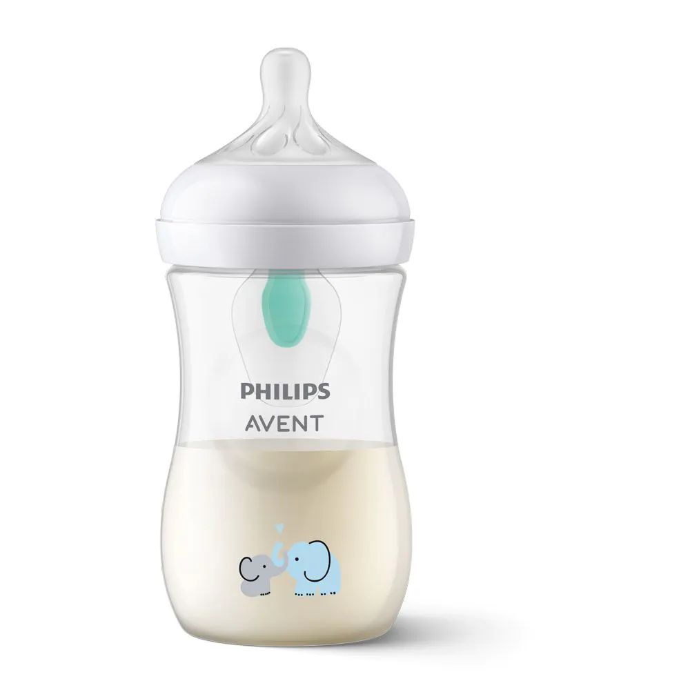 Biberon Avent Natural Response Airfree 3.0, 260 ml, elefantei, o luna+ - poza 2