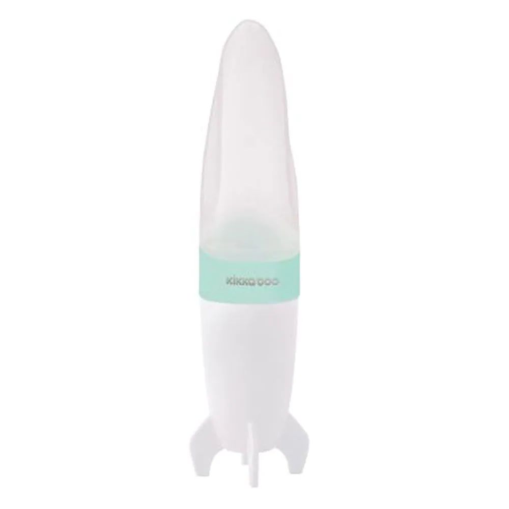 Biberon cu lingurita silicon Kikka Boo Rocket Mint 90 ml - poza 1